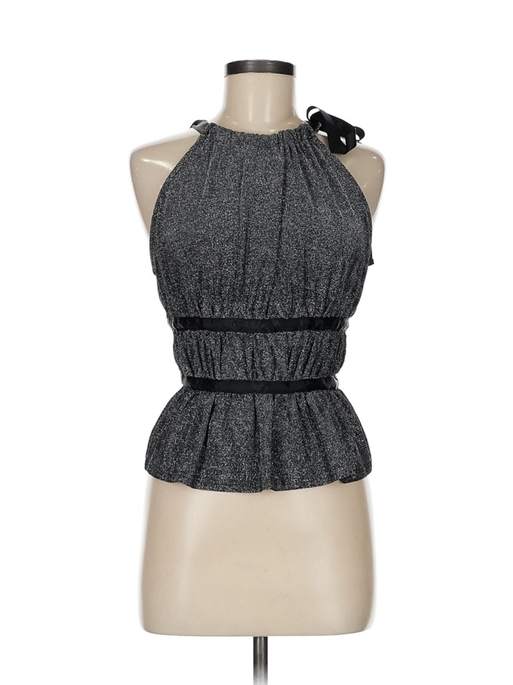 vestique Black Shimmer Halter Peplum Camisole
